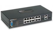  12-Port 10/100 Industrial Managed Switch + 2-SFP/RJ-45 Dual Media Ports